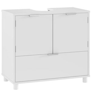 FORABAMB Waschbeckenunterschrank, Badezimmerschrank mit 2 Türen und großem Schubfach für viel Stauraum im Badezimmer - weiß, 30 x 60 x 60 cm