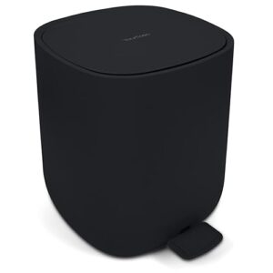 Eleganter Mülleimer für das Badezimmer mit 5 Liter Fassungsvermögen, schwarzes Design, Softclose-Automatik und herausnehmbaren Inneneimer.