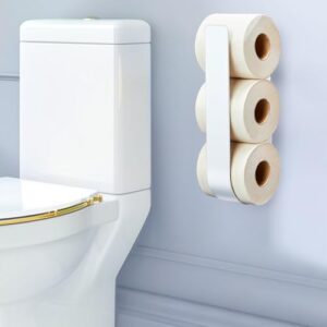 Metallischer Toilettenpapierhalter für 3 Rollen ohne Bohren, Wandmontiert, leicht zu reinigen und stilvoll in matt weiß. Perfekt für Badezimmerstil.