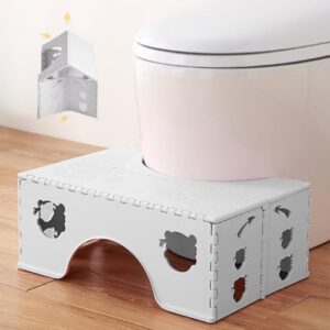 Faltbarer Toilettenhocker für Erwachsene und Kinder, WC Hocker Badezimmer Klappbar, Anti-Rutsch Kackhocker, Hilfe gegen Verstopfung