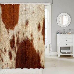 Homewish Kuhfell Badevorhang Braun, einzigartiges Design für Badezimmer, Polyestergewebe, umweltfreundlich und hochwertig, perfekt für Mädchen, Jungen, Männer und Frauen