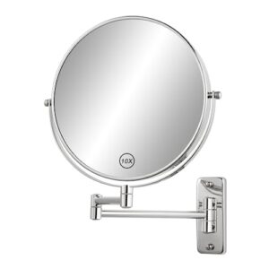 Silberner Kosmetikspiegel mit 1X und 10X Vergrößerung, 360 Grad schwenkbar, ideal für Make-Up, Rasur und Pflege