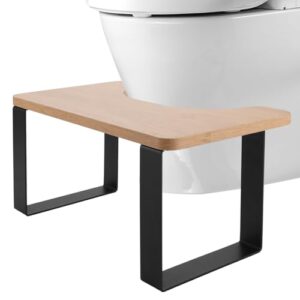 Toilettenhocker aus Metall und Holz, Squatty Kackhocker für eine korrekte und bequeme Hockstellung, Mattschwarz