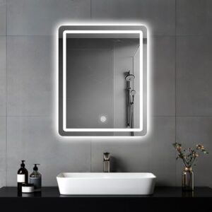 MYGIIVOVO Badezimmer Wandspiegel mit Beleuchtung und Touch-Schalter, LED-Licht und 3-Farben-Dimming in modernem Design für Badezimmer-Innenarchitektur