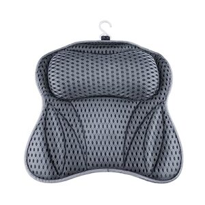 Badewannenkissen, 4D Mesh Kissen für Badewanne mit 6 Saugnäpfen, Stützt Kopf, Nacken, Schultern, Rücken, Grau, Komfort im Bad, Ultimatives Badewannen-Kit