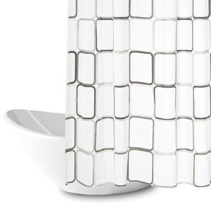 BOZKAA Duschvorhang, Wasserdichter 180x200cm Duschvorhang Waschbar Schnelltrocknender Stoff Polyester Badewanne Vorhang mit 12 Duschvorhängern, Weiß