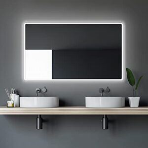 Talos Moon Badspiegel mit Beleuchtung 120x70 cm - Badezimmerspiegel mit Beleuchtung feuchtwassergeeignet durch Aluminiumrahmen Licht-Farbe Neutralweiß