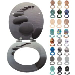 WC-Sitz mit Absenkautomatik, Toilettendeckel aus Holz, stabile Qualität, einfache Montage. Ideal für Handicap- oder behindertengerechte Bäder.