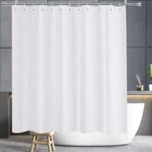 YISURE Duschvorhang 200x200 Weiß Antischimmel, Textil Polyester Stoff Duschvorhang mit Magnet für badewanne wasserabweisend maschinenwaschbar, Breite 200 x Höhe 200cm