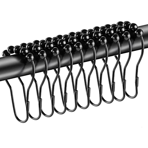 Duschvorhang Haken mit Gleitsystem, 20 Stück Metall Duschvorhangringe für Duschvorhangstange und Kleiderstange