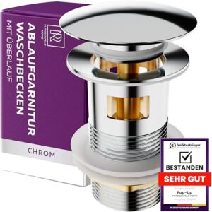 Ein hochwertiges Ablaufventil für Ihren Waschtisch mit Überlauffähigkeit, einfacher Einbau und genormtem 1 ¼