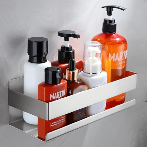 Selbstklebendes Duschkorb-Regal in Rostfrei aus SUS304-Edelstahl für Badezimmer und Küche, Platzsparendes Regal ohne Bohren für Shampoo und Duschgel