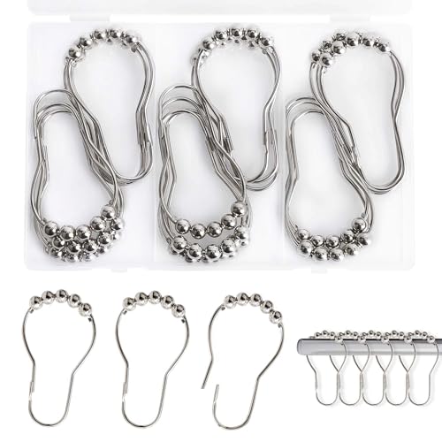 20 Stück Silberne Duschvorhangringe für Badezimmer, Wohnzimmer und Schlafzimmer