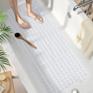 Badewanne mit rutschfester Matte, Duschmatte für Badezimmer, transparente Badematte, 100% BPA frei, schnelltrocknend und maschinenwaschbar