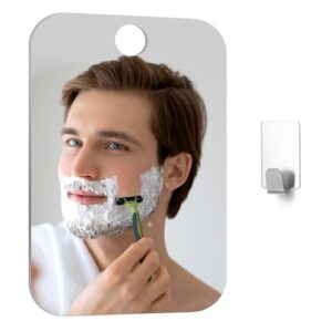 Rasier-Spiegel für Dusche 25cm x 20cm, Reise-Spiegel für Rasieren, Fogless-Duschspiegel zum Camping und Bruchsicher mit Klebehaken