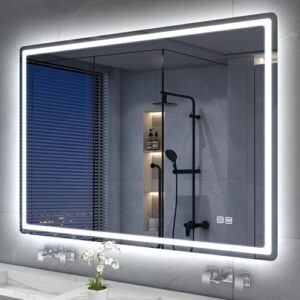 Badezimmerspiegel mit Licht, 3000K/4000K/6500K, Dimmbar, HD-Glas, IP44