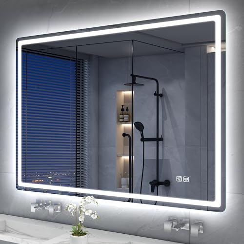 Badezimmerspiegel mit Licht, 3000K/4000K/6500K, Dimmbar, HD-Glas, IP44