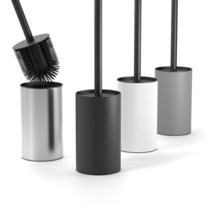 Hygienische Silikon Klobürste mit Edelstahl Bürstenhalter für eine effektive WC-Reinigung mit Spritzschutz und antibakterieller Oberfläche