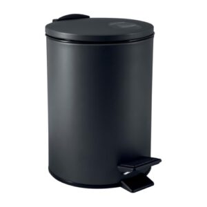 Eleganter Spirella-Kosmetikeimer aus Edelstahl mit 3-Liter-Fassungsvermögen und Absenkautomatik. Ideal für Bad oder Küche. Schwarz.