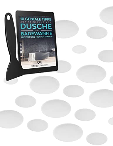 VMbathrooms Anti-Rutsch Aufkleber für Badewanne & Dusche - 24 Stück, transparente rutschfeste Pads, selbstklebende Badewannen Sticker mit Runden Duscheinlagen und Gratis E-Book