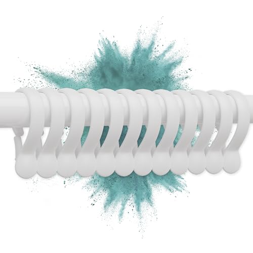 Duschvorhangringe in Weiß, 12 Stück, Erica, nachhaltige und umweltfreundliche Lösung für Badezimmer