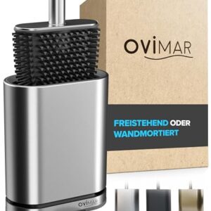 Toilettenbürste mit silbernem Design und silikonischem Klobüstenkopf für ein sauberes Badezimmer