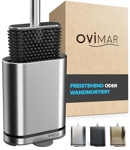 Toilettenbürste mit silbernem Design und silikonischem Klobüstenkopf für ein sauberes Badezimmer