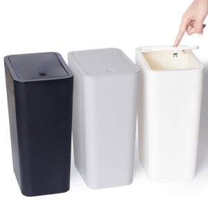 Drei Müll-Eimer mit Deckeln, modernes Design, hochwertige Materialien, ideal für Badezimmer, Küche, Büro oder Schlafzimmer