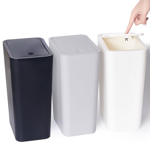 Drei Müll-Eimer mit Deckeln, modernes Design, hochwertige Materialien, ideal für Badezimmer, Küche, Büro oder Schlafzimmer