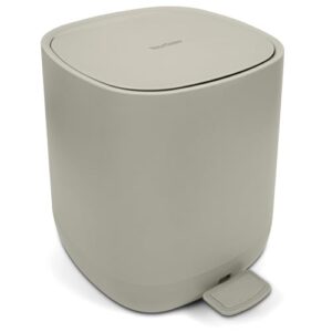 Eleganter Mülleimer für das Badezimmer, 5 Liter Fassungsvermögen, beige Farbe, mit Deckel und Softclose-Funktion, ideal für den Alltag im Bad