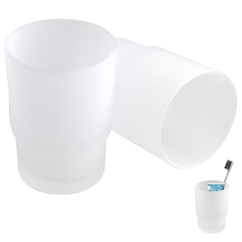 Zwei Zahnputzbecher aus satiniertem Glas für Wandmontage, elegantes Badezimmer-Zubehör mit 200 ml Fassungsvermögen und mattem Design