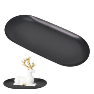 18x8.5cm ovales Tablett aus Edelstahl, schwarzer Rahmen, kleines dekoratives Kerzentablett für Dessert und Kosmetikartikel