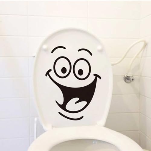 Wasserdichte Aufkleber für den WC Deckel, Smiley Gesicht Aufkleber, PVC, abnehmbar, ideal für Bad und Küche