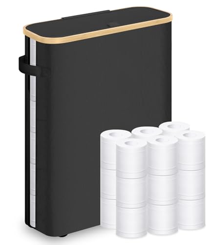 Praktischer und wasserdichter Korb für die Toilettenpapieraufbewahrung, fasst 15 bis 20 Papierrollen mit Deckel und Griff, ideal für das Badezimmer als Organizer und Toilettenpapier Aufbewahrungsbehälter