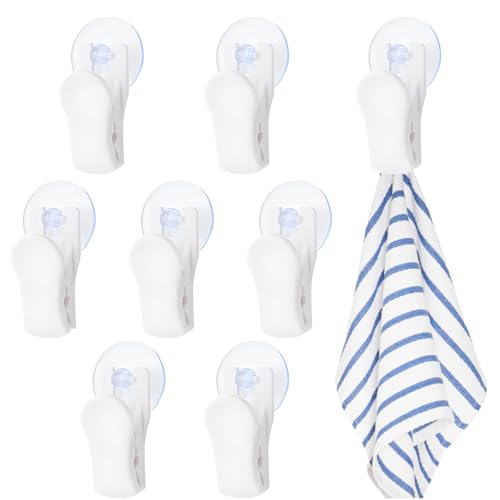 8 Teile Saugnapf Klammer Set, weiße Saugnapf Haken Clip, multifunktionale Saugnäpfe Clips für Badezimmer Fenster Zuhause Aquarium