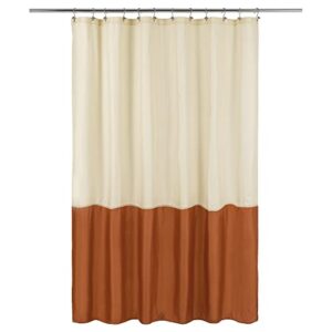 Wasserdichter Stoff-Duschvorhang, weicher und leichter Stoff-Duschvorhang mit 3 Magneten unten, Hotelqualität und maschinenwaschbar, Standardgröße 183 x 183 cm, cremefarben und orange