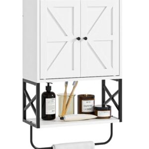 Badezimmerschrank im Landhausstil, Apetaccat Badezimmerschrank hängend, Weißer Medizinschrank, Bad-Wandschrank mit verstellbaren Ablagen, platzsparender Hängeschrank für Badezimmer, Küche und Wohnzimmer