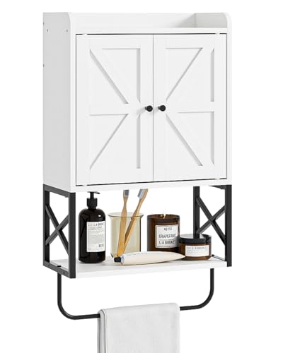 Badezimmerschrank im Landhausstil, Apetaccat Badezimmerschrank hängend, Weißer Medizinschrank, Bad-Wandschrank mit verstellbaren Ablagen, platzsparender Hängeschrank für Badezimmer, Küche und Wohnzimmer
