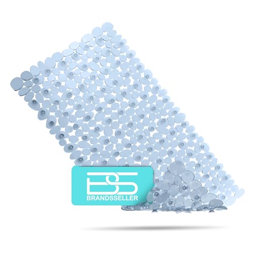 Badewanneneinlage aus Blau und Transparent in Steinoptik, 70x35 cm groß, für Badewanne oder Dusche geeignet