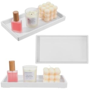 Badezimmer Tablett, weiße Deko-Tabelle für Schminktisch und Kosmetikartikel, praktisches und stilvolles Accessoire für Badezimmer mit Seifenspender, Kerzen und weiteren Accessoären