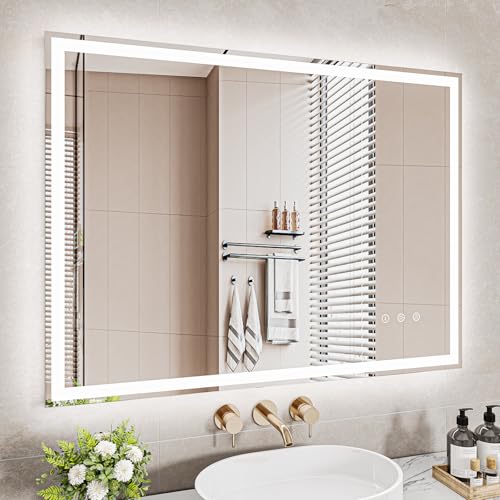 Badezimmerspiegel mit Led-Beleuchtung, Touch-Schalter und Druckknopf für ein optimales Badezimmer-Erlebnis