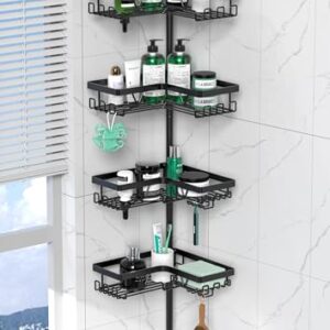 Einfaches und praktisches Duschregal für das Badezimmer mit 4 Körben und Teleskop-Funktion, einfach auf standardobere Flächen zu installieren.