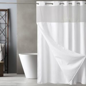 Whites Duschvorhang mit See Through Fenster, Maschine waschbar und wasserdicht für Badezimmer