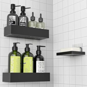 Praktische Duschablage für das Badezimmer, ohne Bohren erforderlich, ideal für Shampoos und Duschgel, modernes Design, leicht zu montieren.