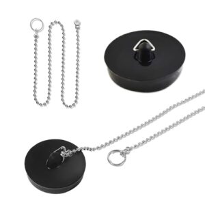 Gummistöpsel mit 18cm Stopperkette, Abflussstöpsel für Badewanne, Küche, Badezimmer und Spülbecken