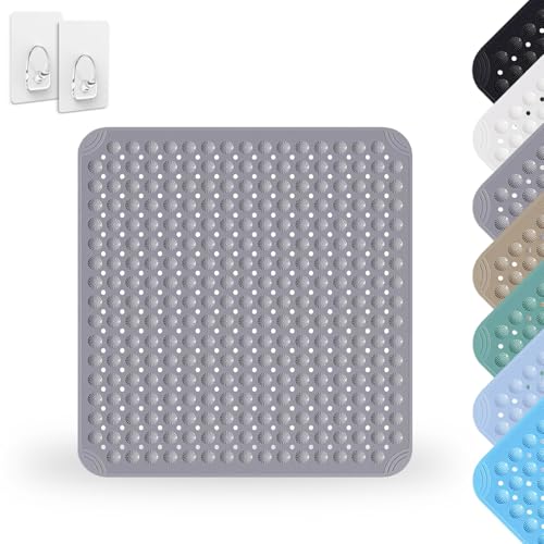 Duschmatte rutschfest 80 x 80 cm, Duscheinlage rutschfest und Antirutschmatte für die Dusche - Rutschfeste PVC-Matte mit schneller Entwässerung und Maschinenwaschbar