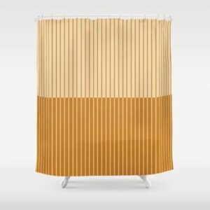 Brauner Duschvorhang mit gelben Streifen im modernen Design, wasserdicht und anti-schimmel, ideal für Badezimmer und Badewannen