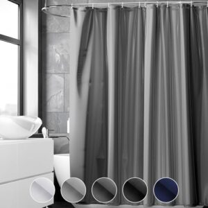 Durchsichtig Duschvorhang, anti-schimmel Badvorhang aus PVC Textil, dunkelgrauer Farbton, wasserabweisend und antibakteriell, ideal für Badezimmer und Duschen mit 16 Montagehaken