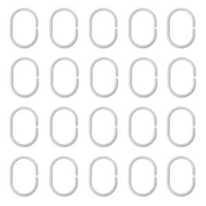 Duschvorhangringe, 20 Stück Kunststoffduschvorhanghaken mit C-Förmigen Rinnen und einfachem Aufhängesystem für einen sicheren Halt des Duschvorhangs in jedem Bad.