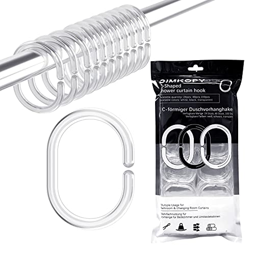 Transparante Duschvorhangringe aus stabilen Kunststoff, ideal für große Vorhänge oder Duschvorhänge bei Badezimmerrenovierung